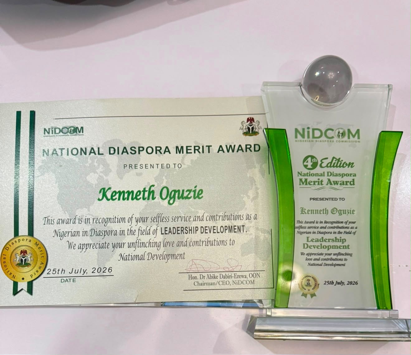 Former APC Scandinavia Chairman Ayoola Lawal Hails Kenneth Oguzie on 2026 NiDCOM Diaspora Leadership Award